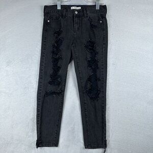 Abercrombie & Fitch Skinny Jeans Womens Size 0 Distressed Mid Rise Black